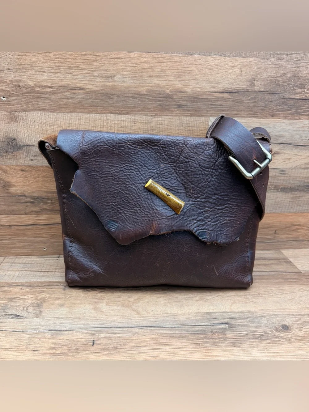 Handcrafted Dark Brown Leather Crossbody Bag